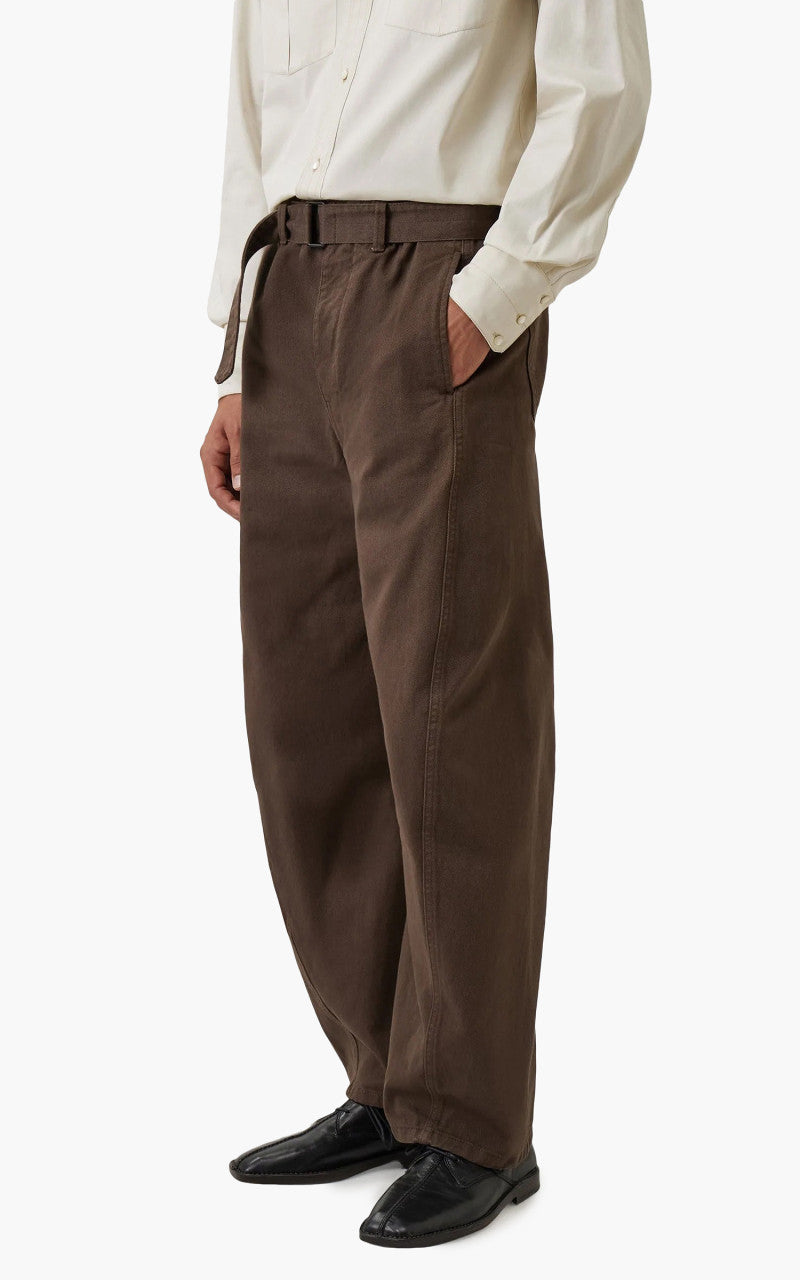 Lemaire Twisted Belted Pants Garment Dyed Denim Dark Brown