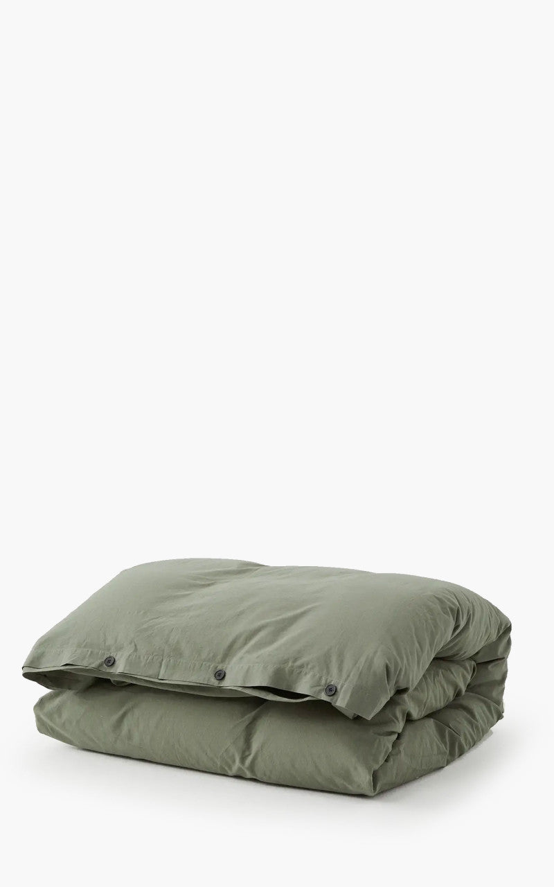 TEKLA Percale Bedding Single Duvet Cover Olive Green