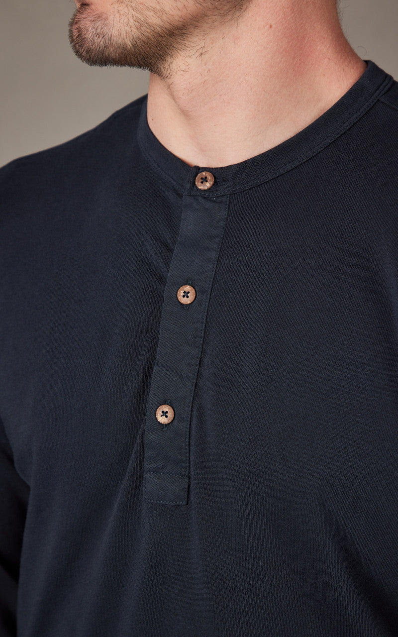 Pike Brothers 1927 Henley Shirt Long Sleeve Mojave Blue