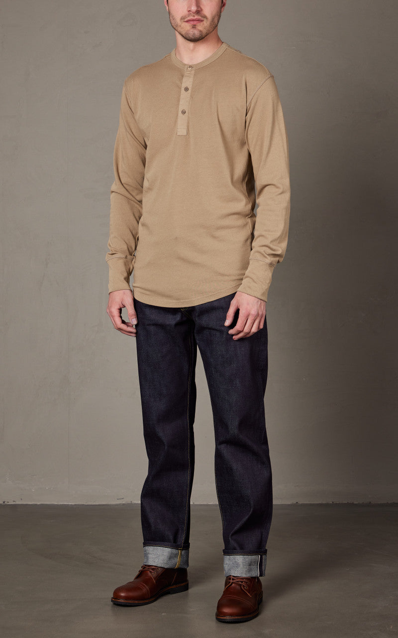 Pike Brothers 1927 Henley Shirt Long Sleeve Mojave Beige