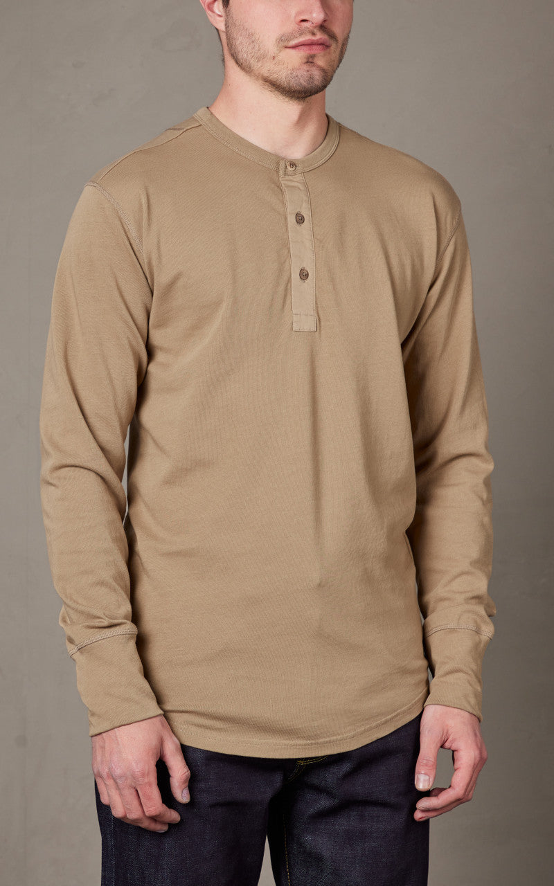 Pike Brothers 1927 Henley Shirt Long Sleeve Mojave Beige