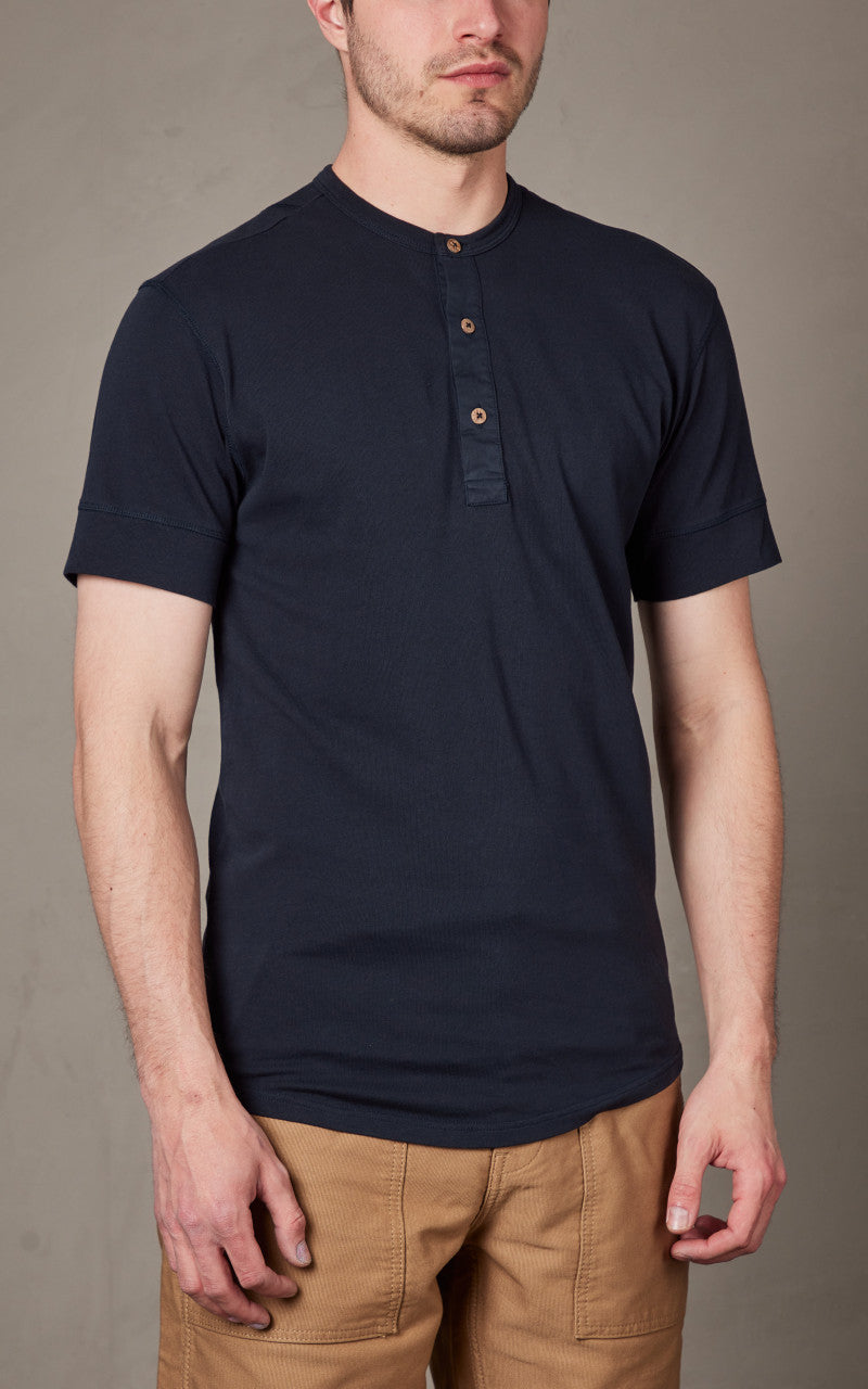 Pike Brothers 1927 Henley Shirt Short Sleeve Mojave Blue