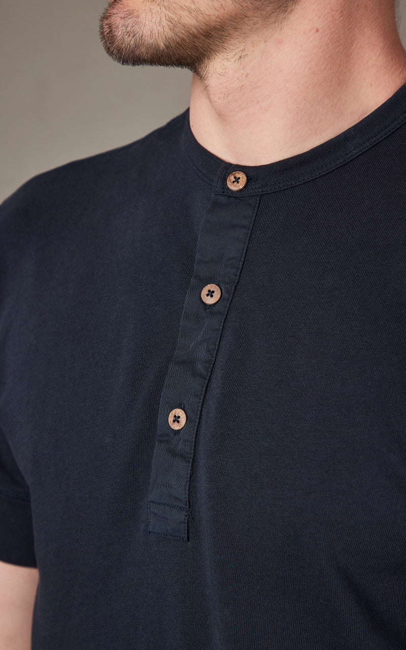 Pike Brothers 1927 Henley Shirt Short Sleeve Mojave Blue