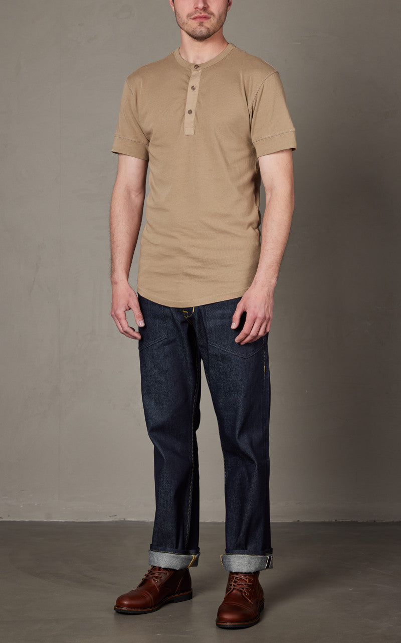 Pike Brothers 1927 Henley Shirt Short Sleeve Mojave Beige