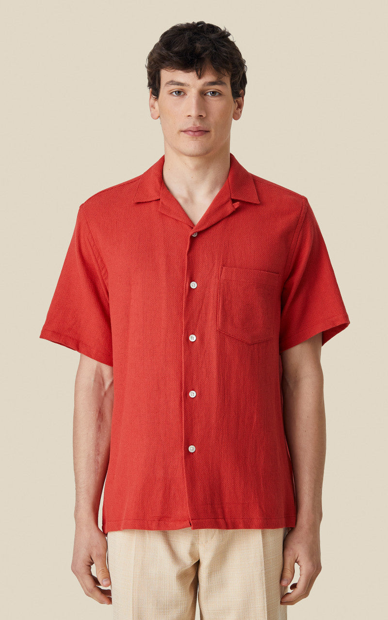 Portuguese Flannel Pique Camp Collar Shirt Clay