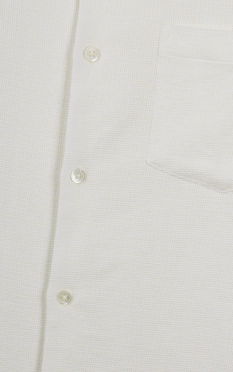 Portuguese Flannel Pique Camp Collar Shirt White