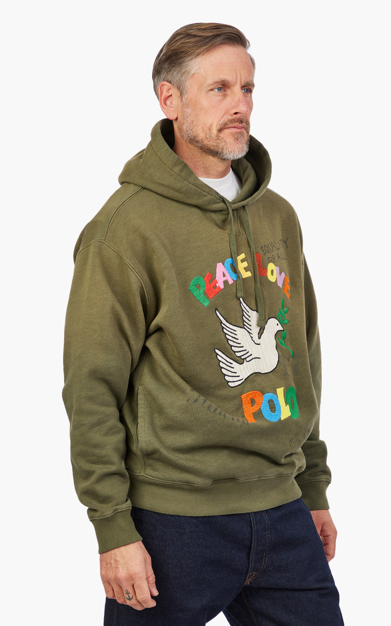 Polo Ralph Lauren Embroidered Graphic Fleece Hoodie Green