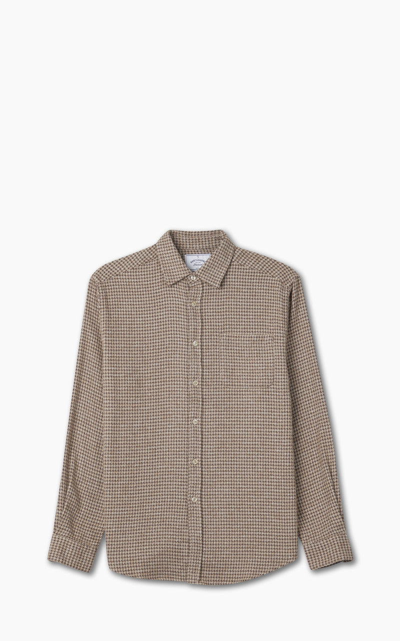 Portuguese Flannel Abstract Pied Poule Shirt Brown