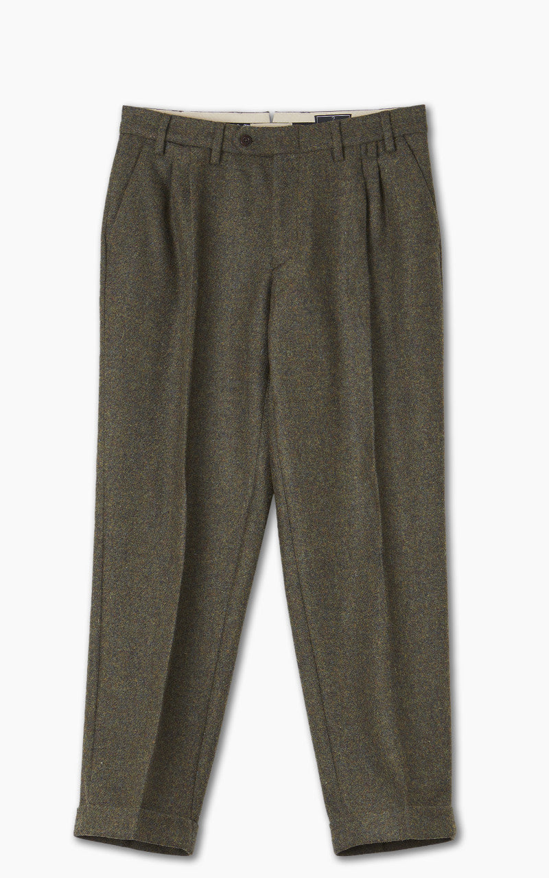 Portuguese Flannel Double Pleat Trousers Forest Green