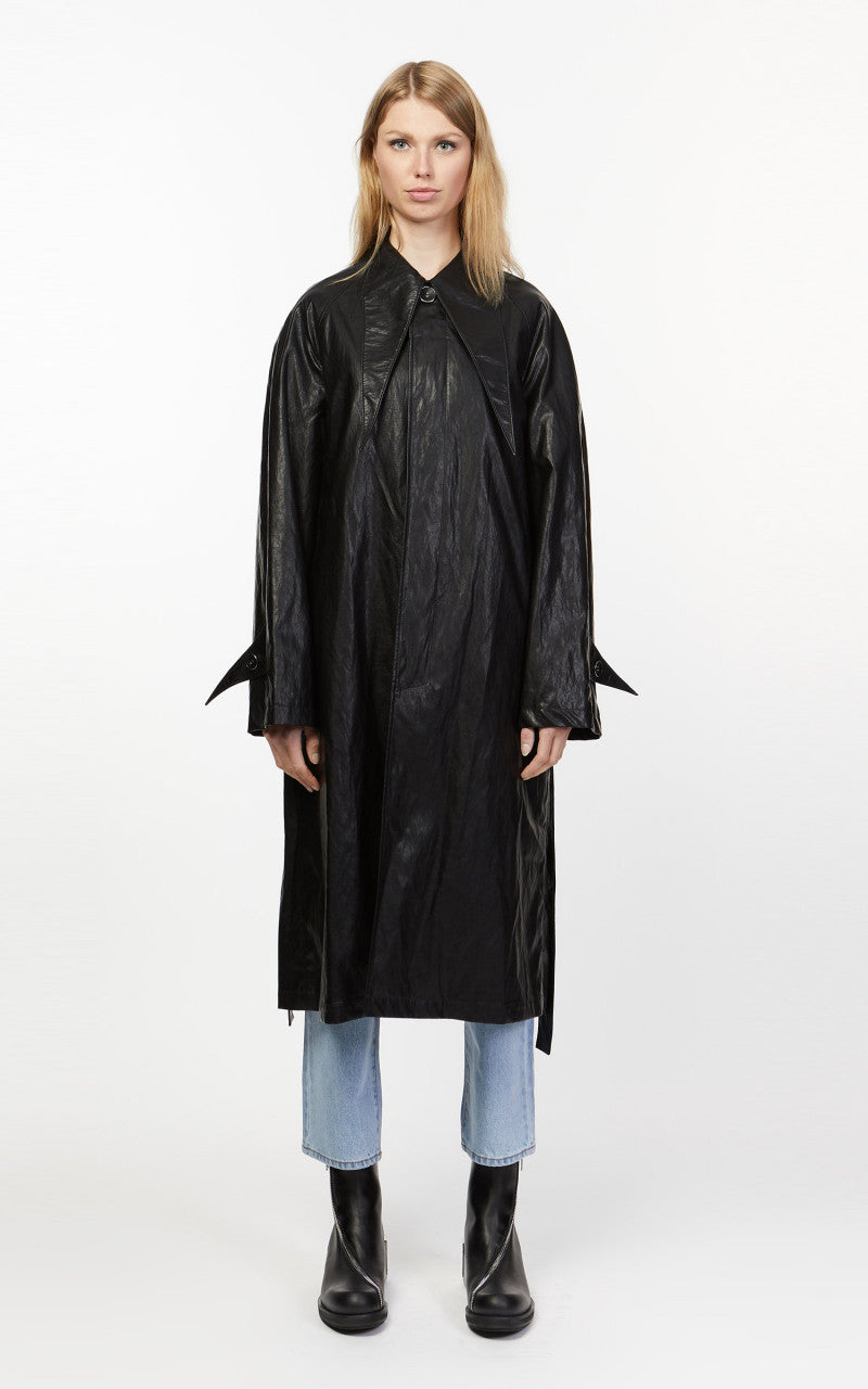 KIMHEKIM Elf Vegan Leather Trench Coat Black