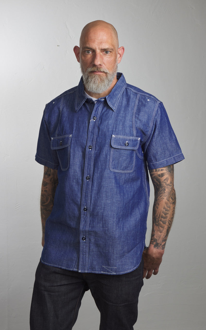Pherrow’s 770WSS Short Sleeve Chambray Work Shirt Blue