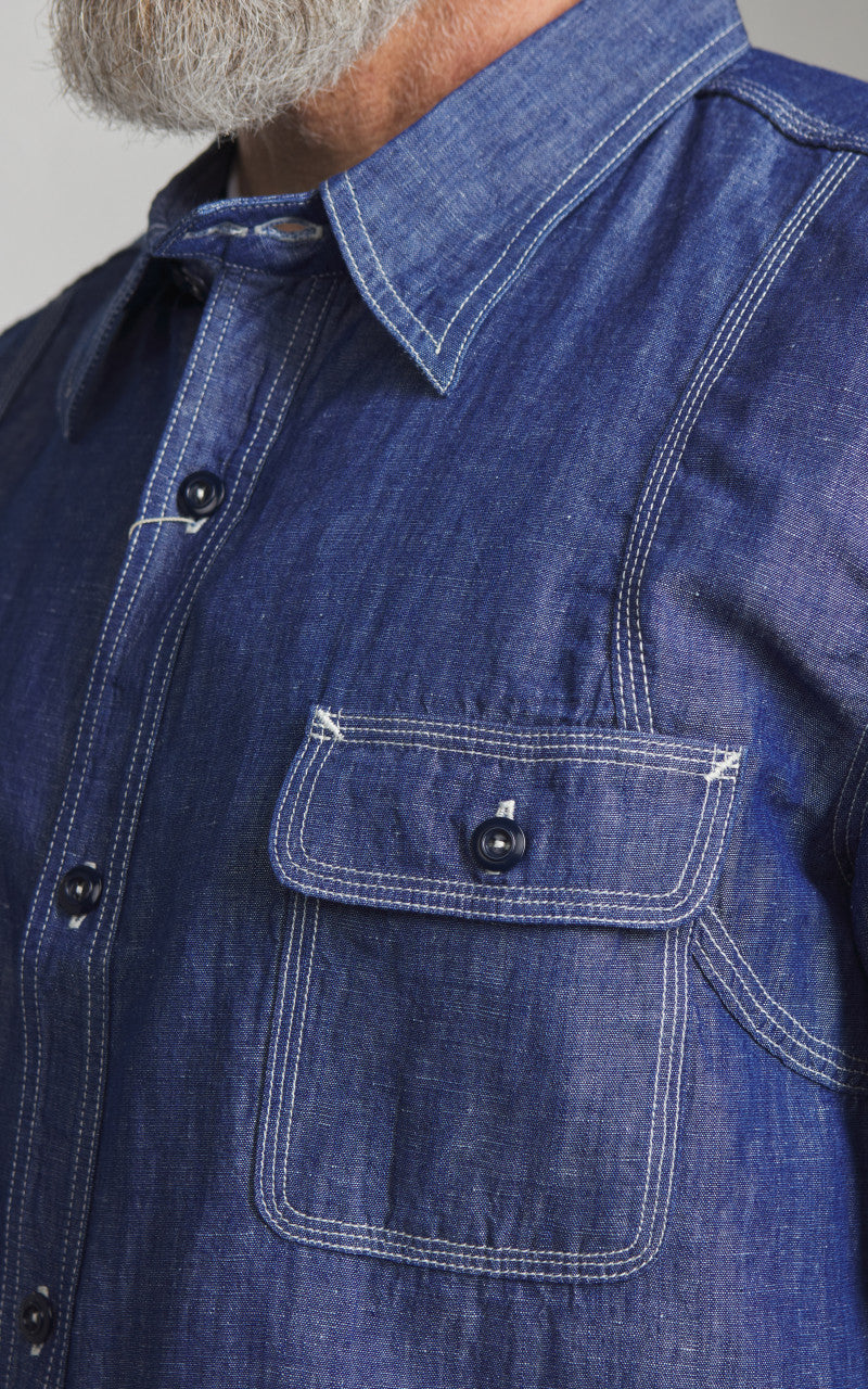 Pherrow’s 770WSS Short Sleeve Chambray Work Shirt Blue