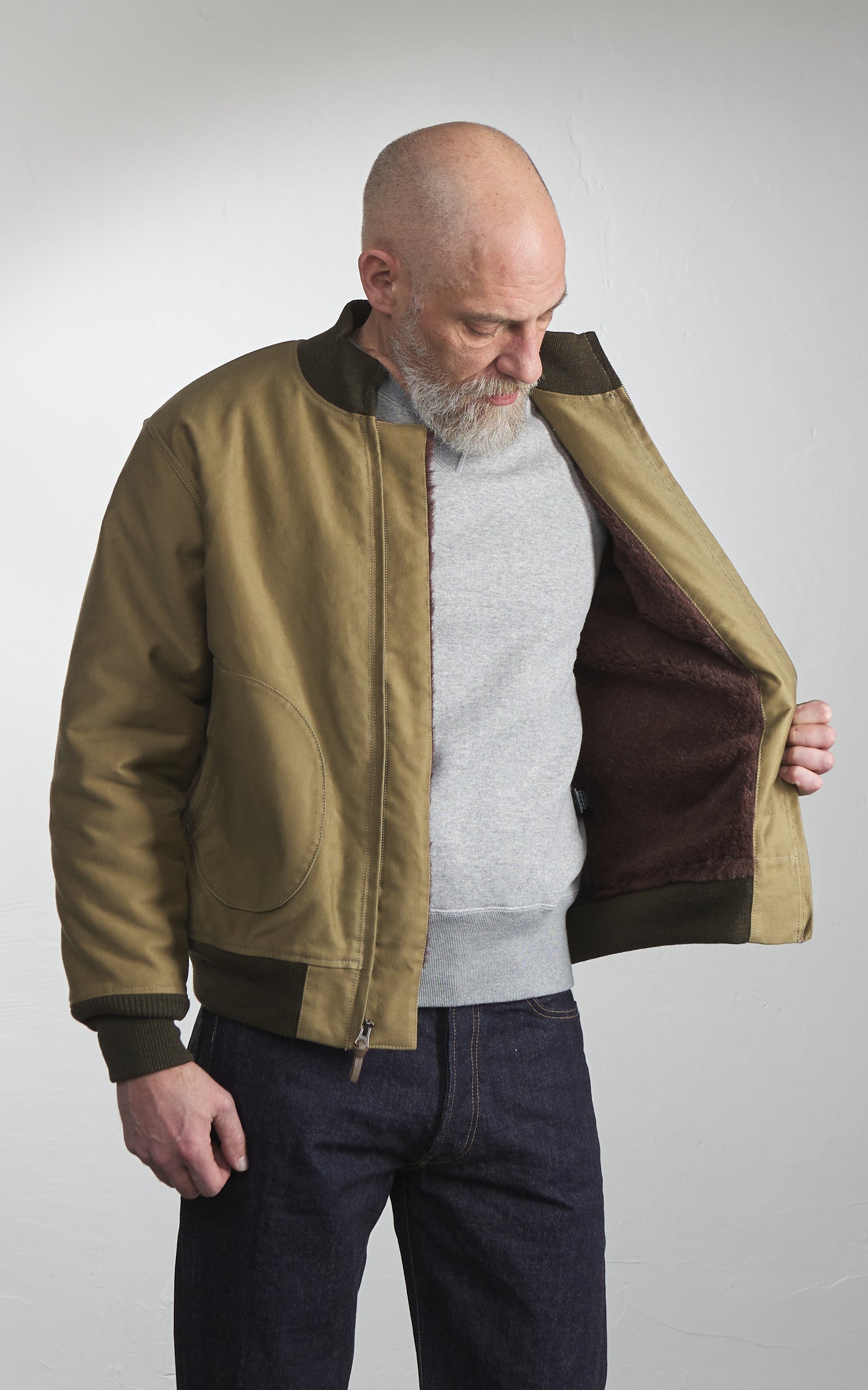 Pherrow's 25W-P1168DJ Deck Jacket Alpaca Faded Khaki