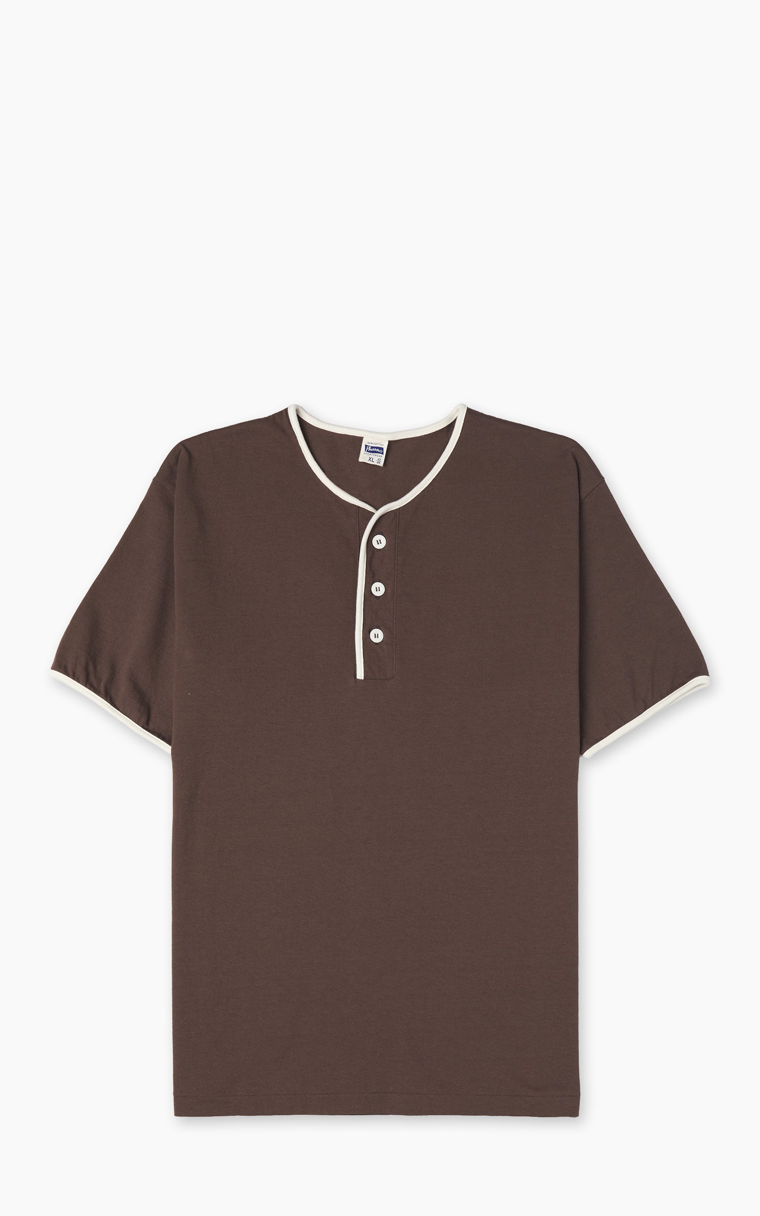 Pherrow's 26S-PPHT1 Henley Short Sleeve Brown