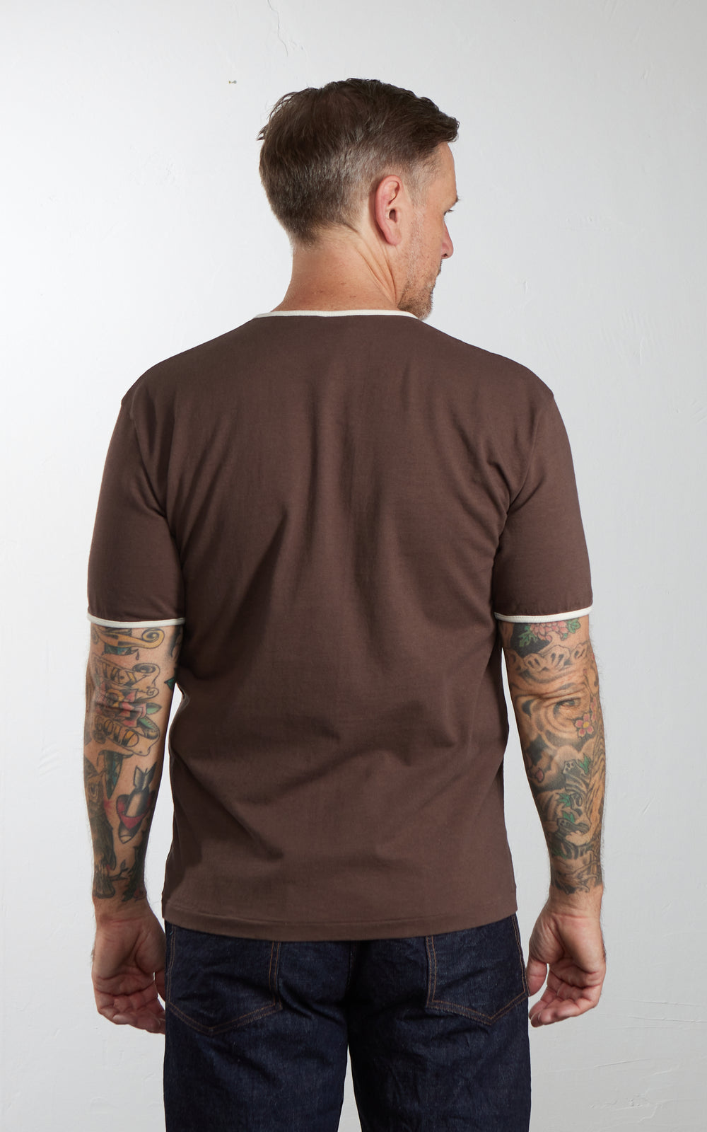 Pherrow's 26S-PPHT1 Henley Short Sleeve Brown