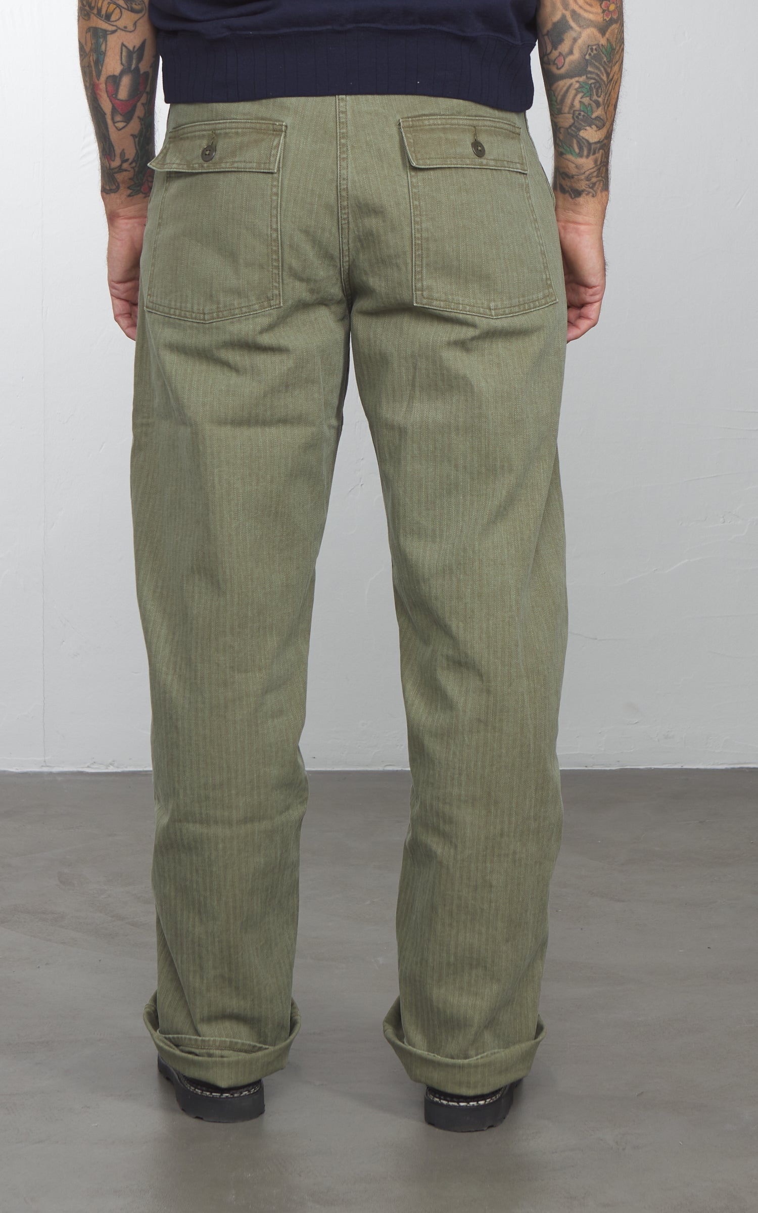Pherrow's 26S-PUP-H Herringbone Baker Pants Olive