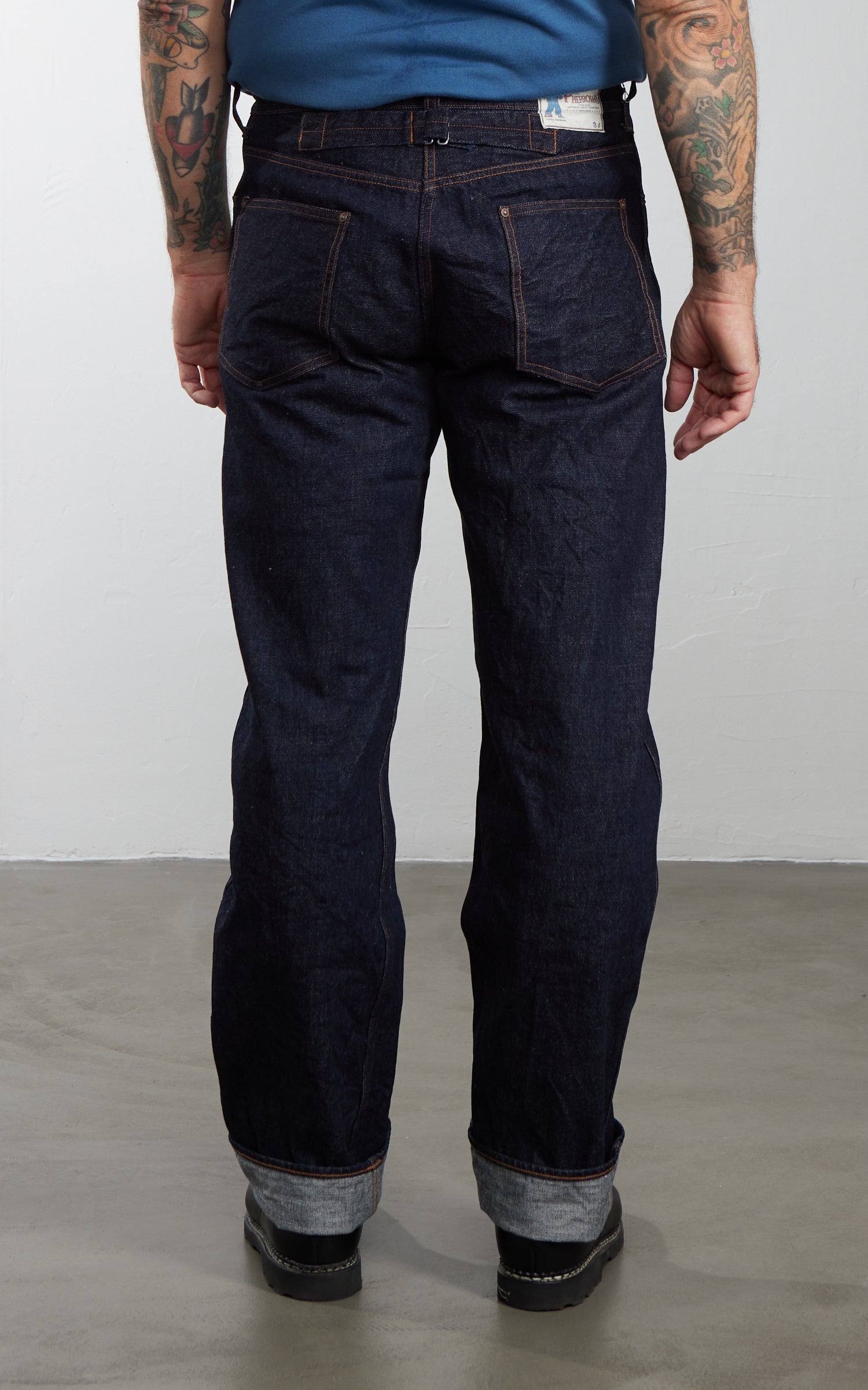 Pherrow's 400P Straight Cinch-Back Jeans Indigo