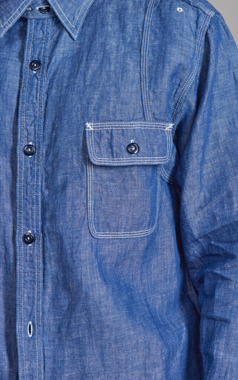 Pherrow’s 770WS Chambray Work Shirt Blue