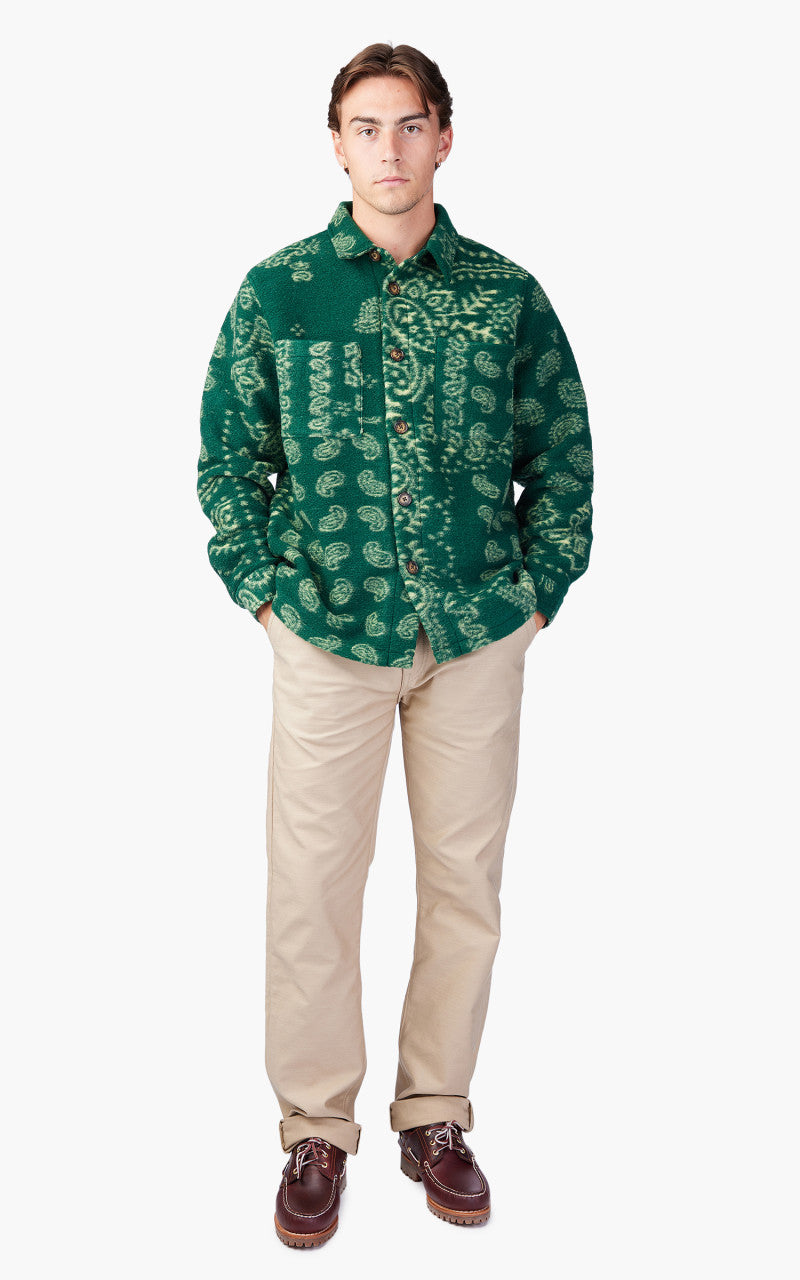 Portuguese Flannel Abstract Paisley Overshirt Green