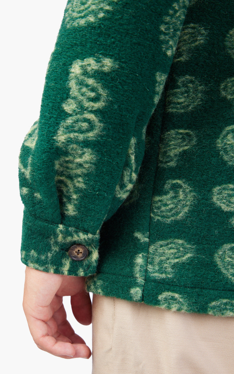 Portuguese Flannel Abstract Paisley Overshirt Green