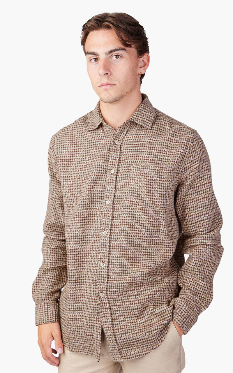 Portuguese Flannel Abstract Pied Poule Shirt Brown