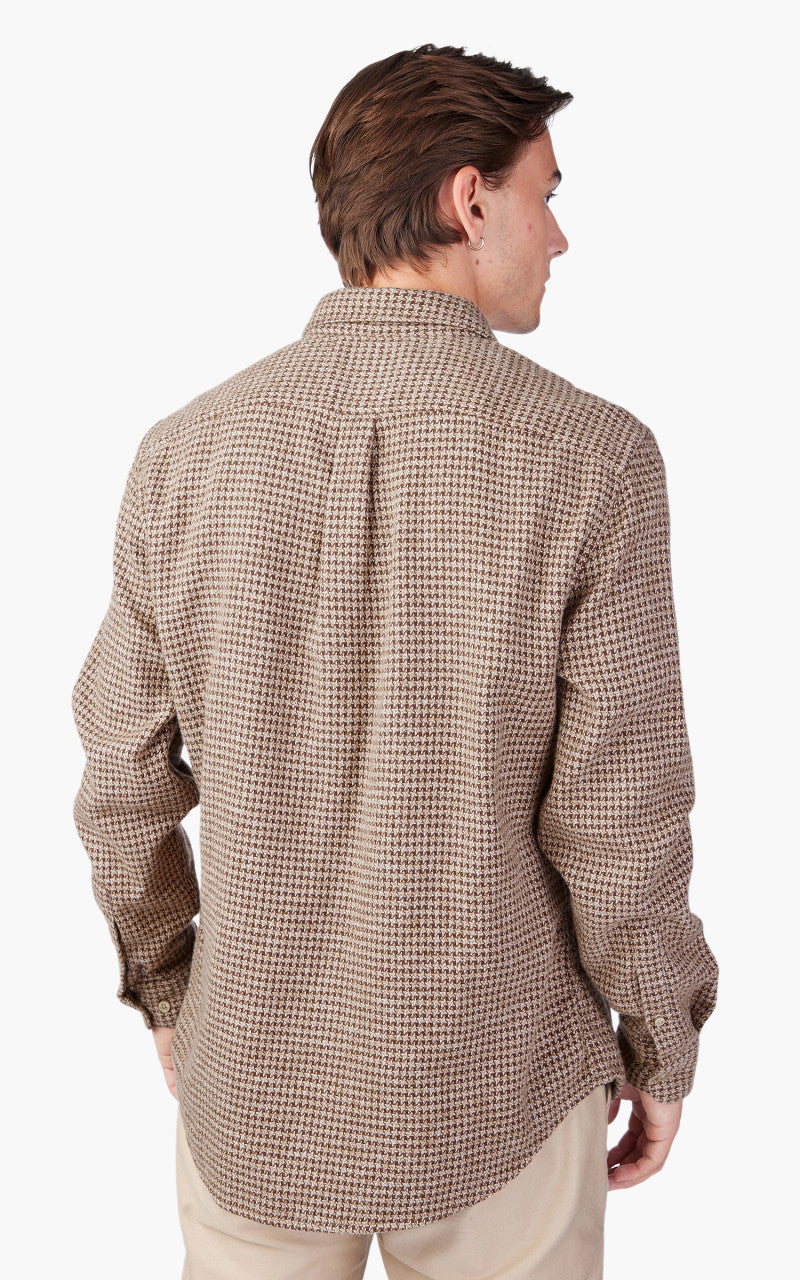 Portuguese Flannel Abstract Pied Poule Shirt Brown