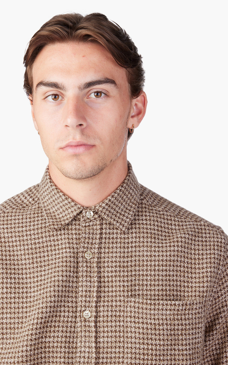 Portuguese Flannel Abstract Pied Poule Shirt Brown