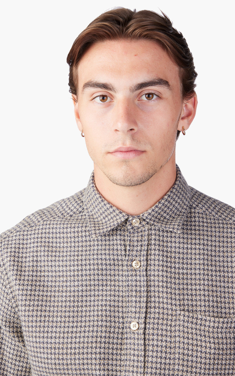 Portuguese Flannel Abstract Pied Poule Shirt Charcoal