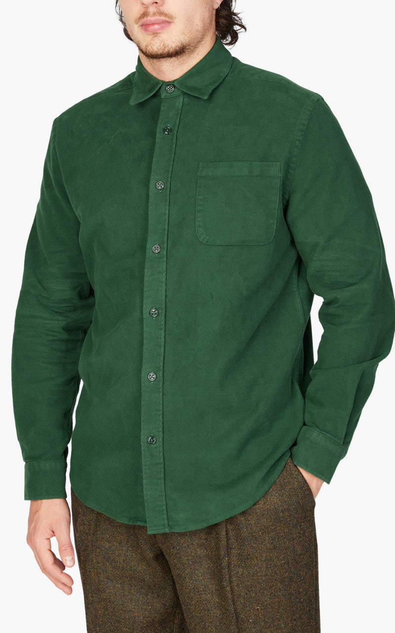 Portuguese Flannel Moleskin Overshirt Green
