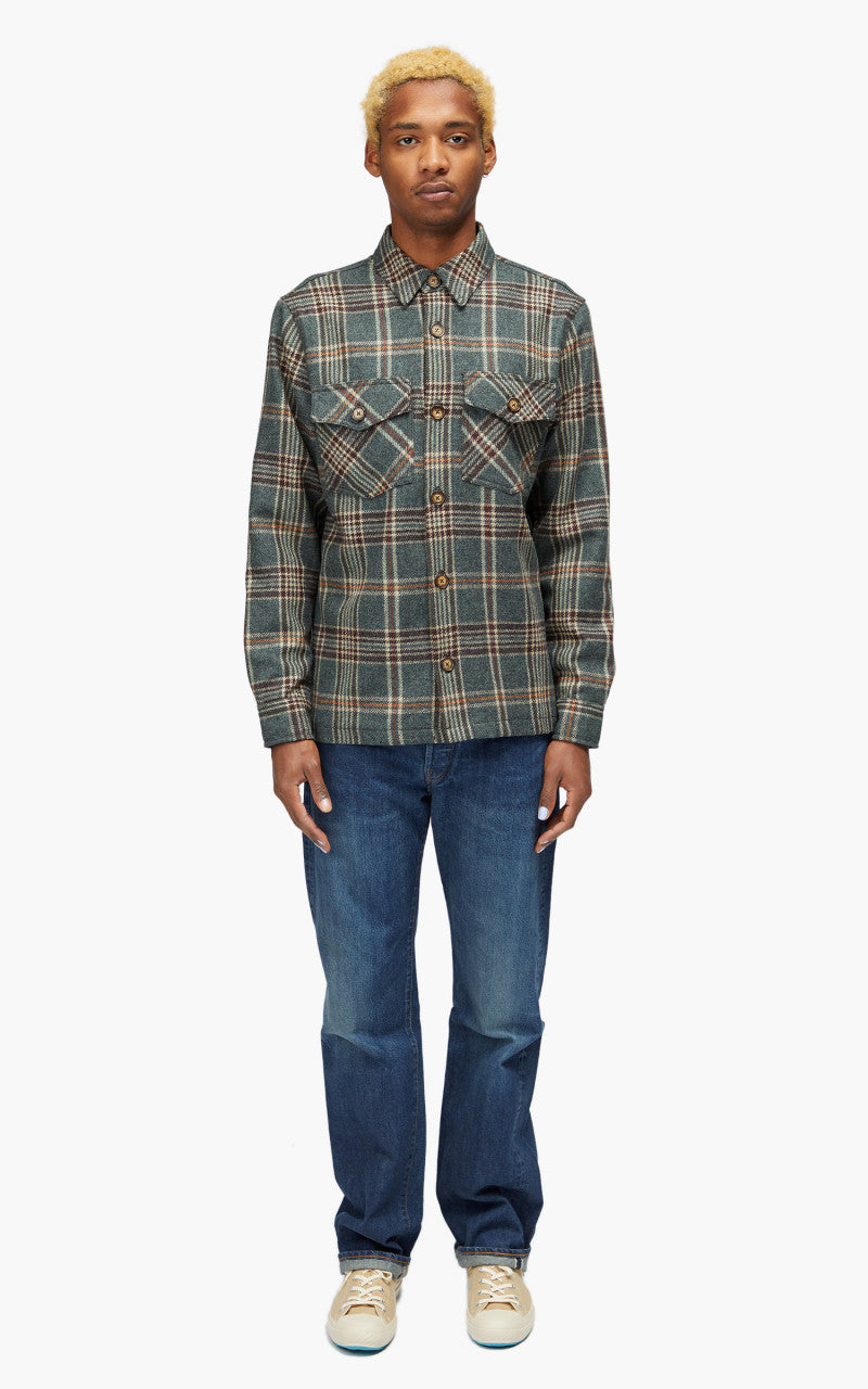 Portuguese Flannel Wool Mesc Overshirt Green