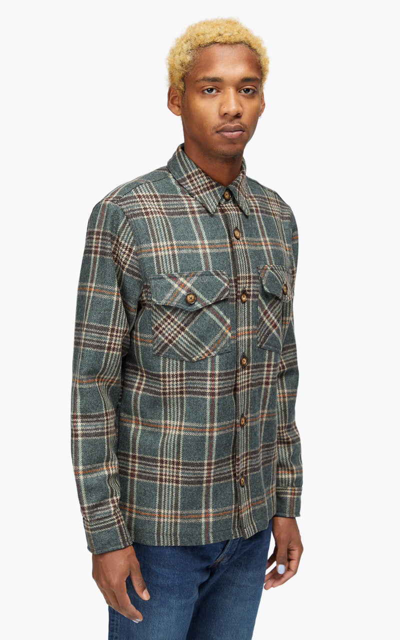 Portuguese Flannel Wool Mesc Overshirt Green