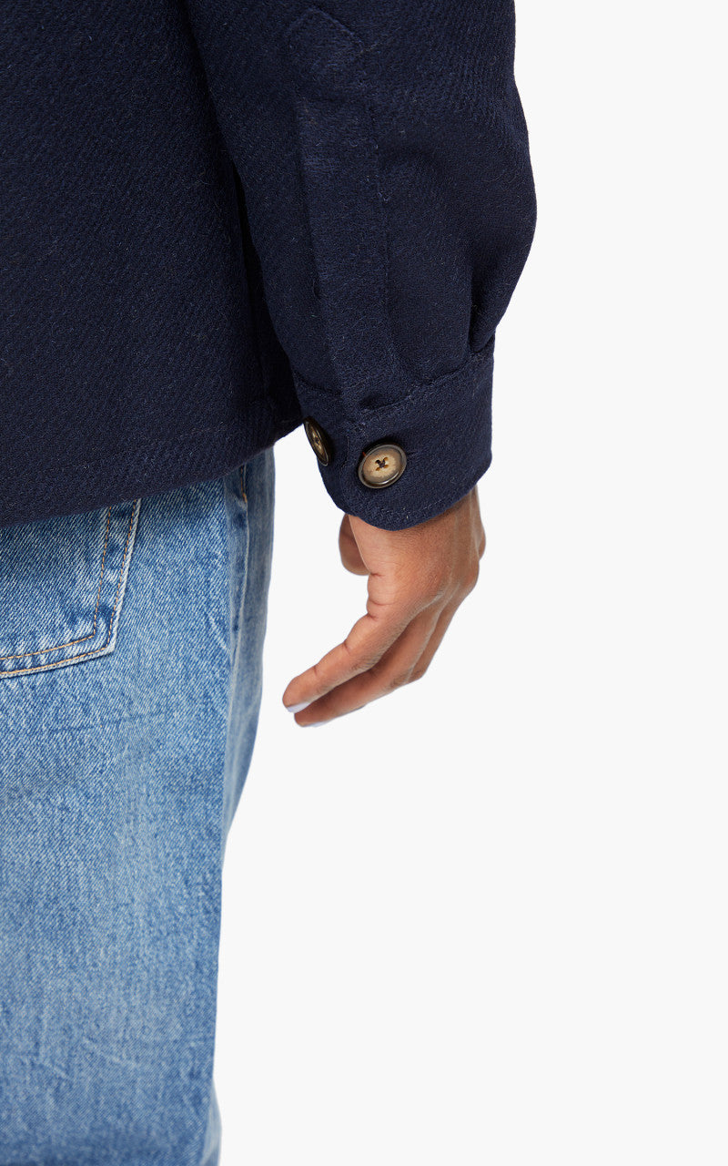 Portuguese Flannel Wool Field Shirt Navy