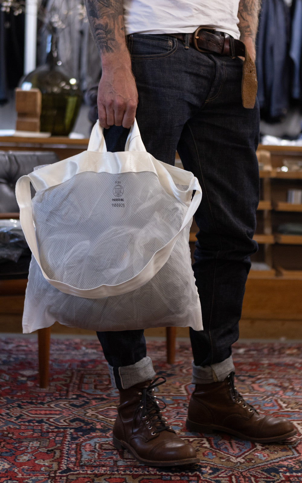 Puebco Vintage Parachute Light 2-Way Bag White