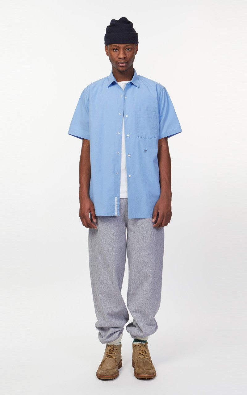 Nanamica Regular Collar Wind S/S Shirt Sax