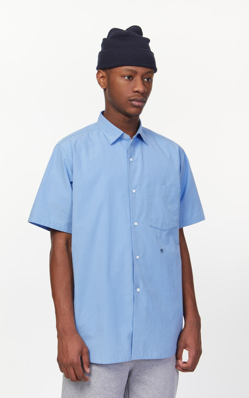 Nanamica Regular Collar Wind S/S Shirt Sax