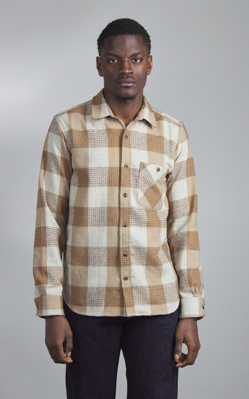 Rogue Territory Oxford Shirt Waffle Plaid Tan