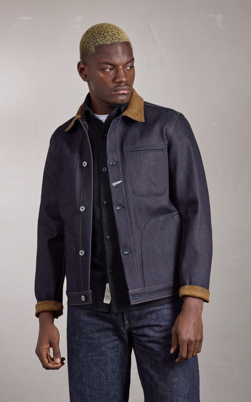 Rogue Territory Supply Jacket Corduroy Collar Selvedge Indigo 22oz