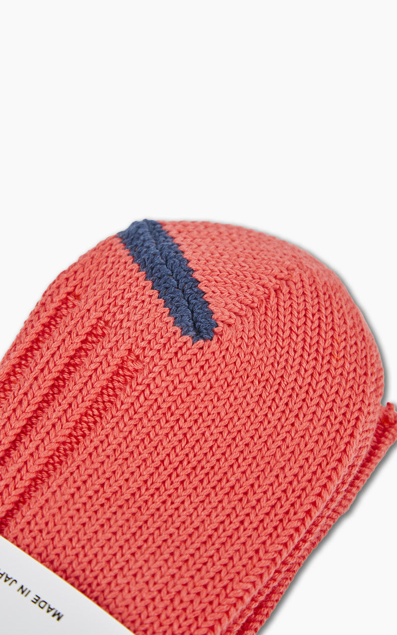 RoToTo R1398 Chunky Ribbed Crew Socks Poppy/Dark Blue