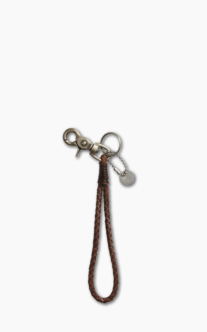RRL Braided Leather Key Fob Brown/Silver_OLD