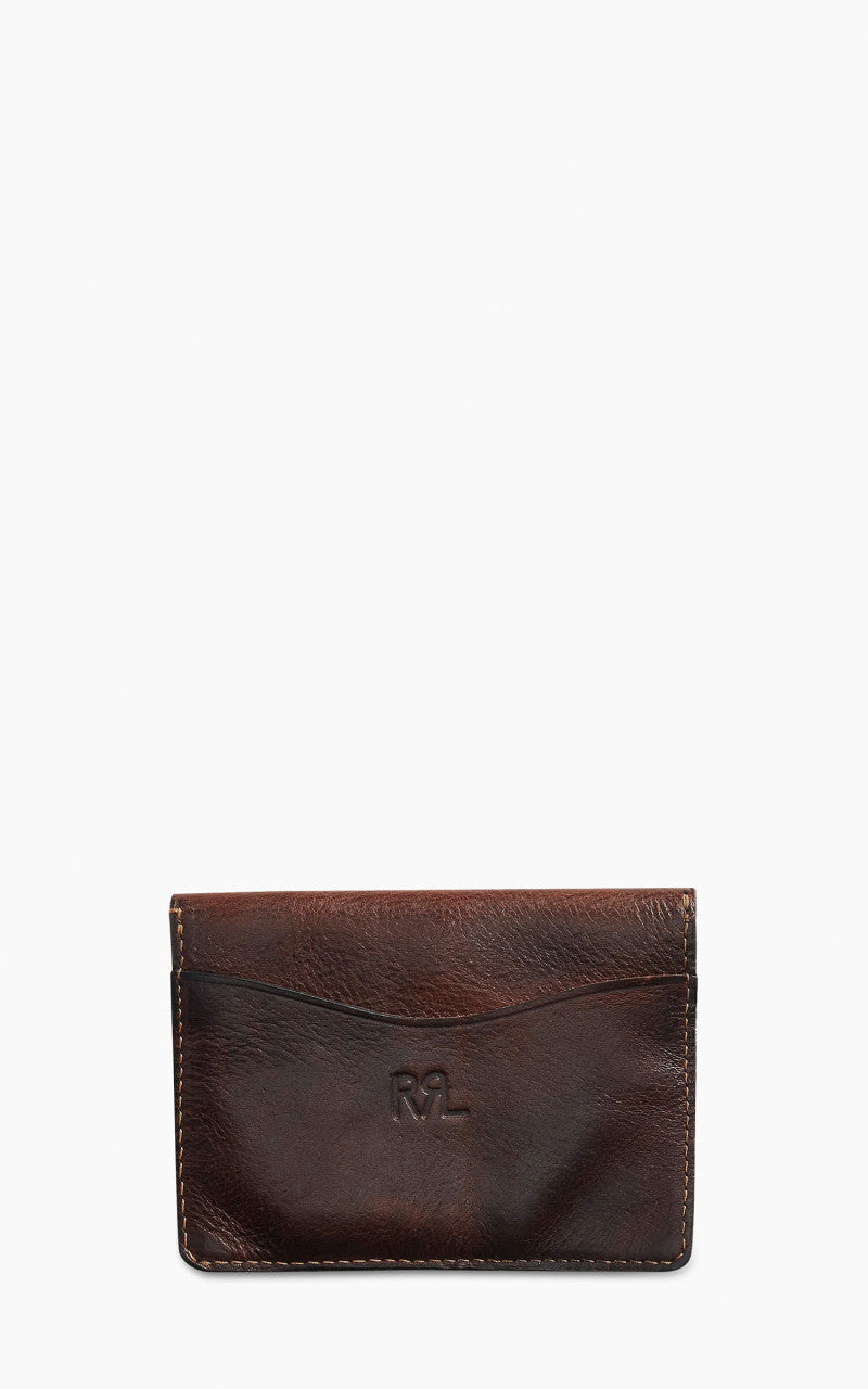 RRL Leder Kartenetui Dunkelbraun