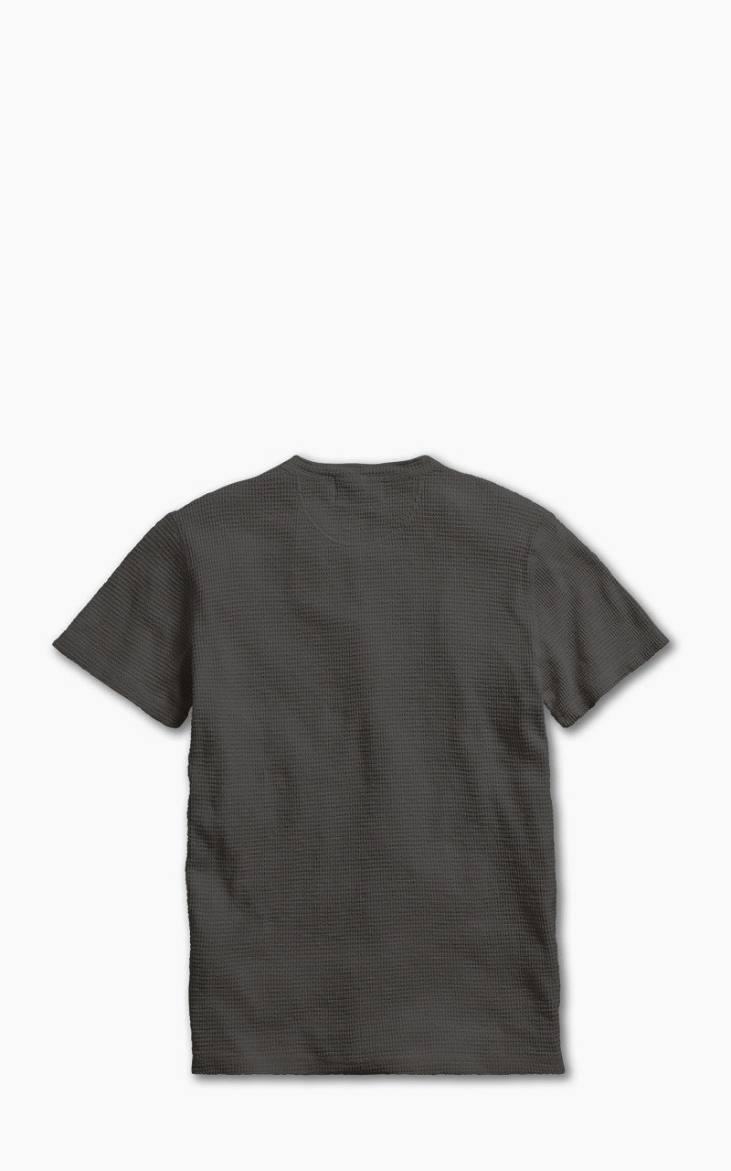 RRL Waffle-Knit Henley Shirt Faded Black Canvas