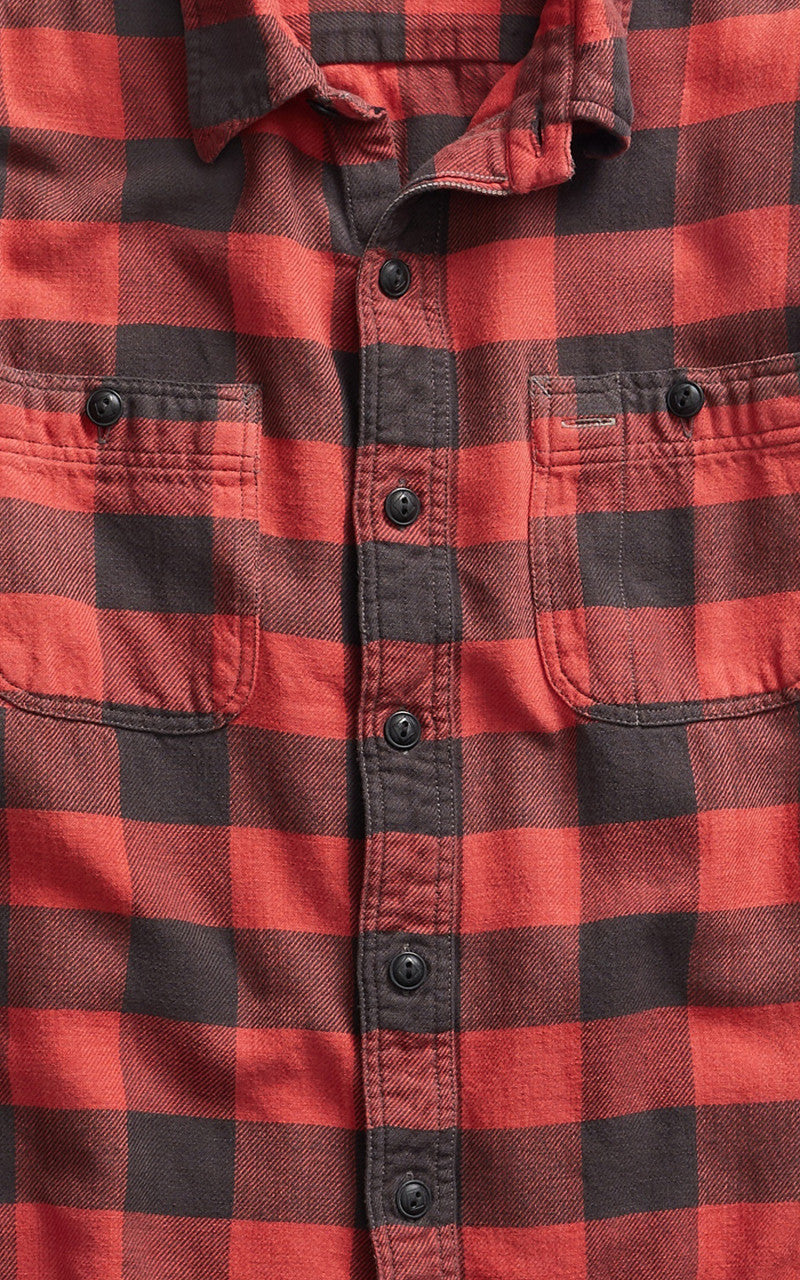 RRL PLAID TWILL WORK SHIRT RED×BLACKサイズＬ RRL Farrell Plaid Twill Workshirt Red/Black