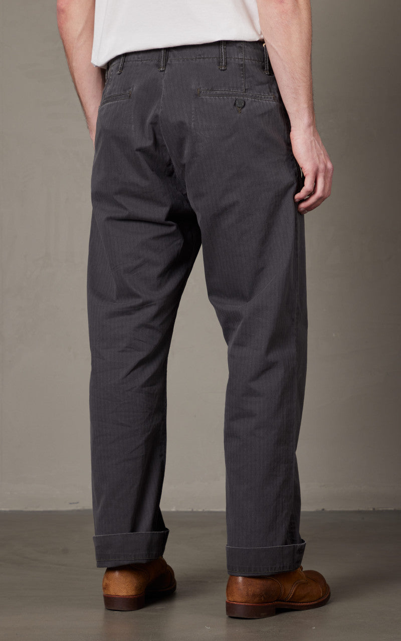 RRL Field Chino Flat Front Herringbone Black