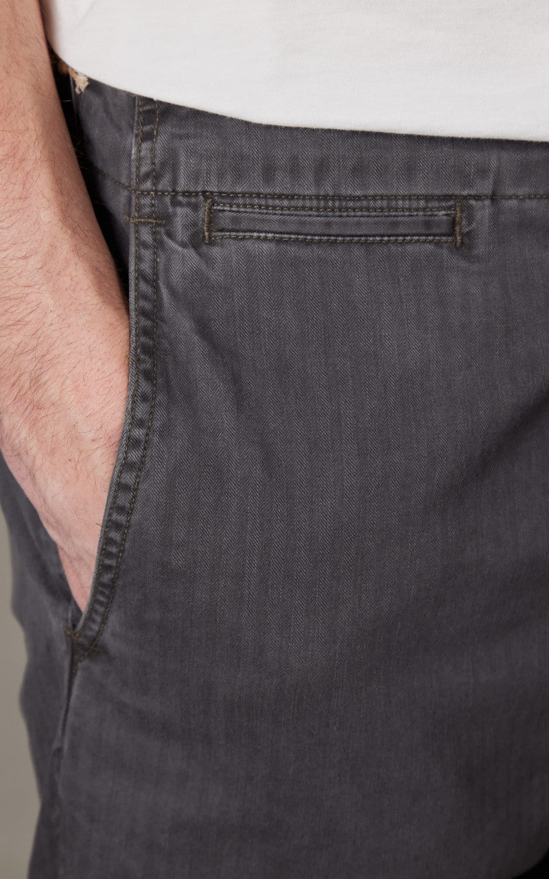 RRL Field Chino Flat Front Herringbone Black