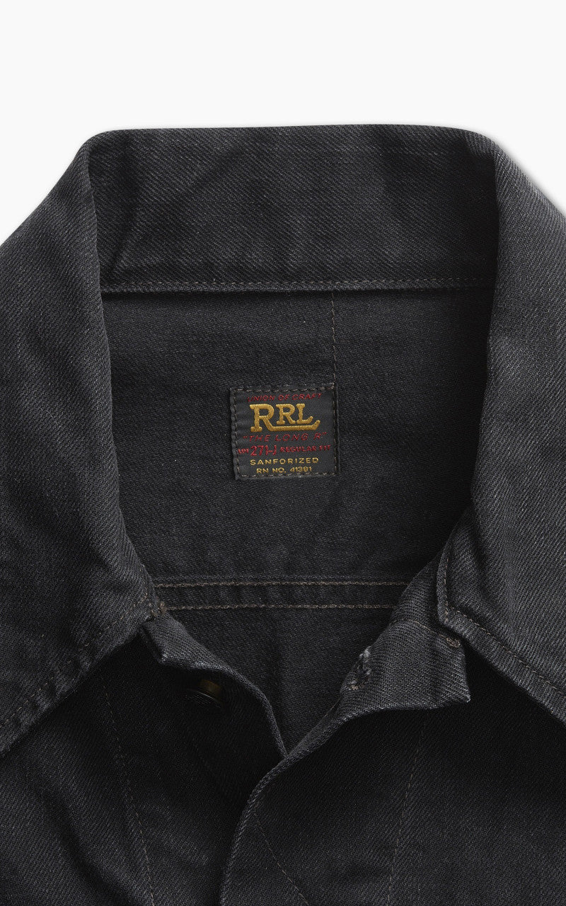 RRL Lot 271 Denim Trucker Jacket Worn In Black Wash