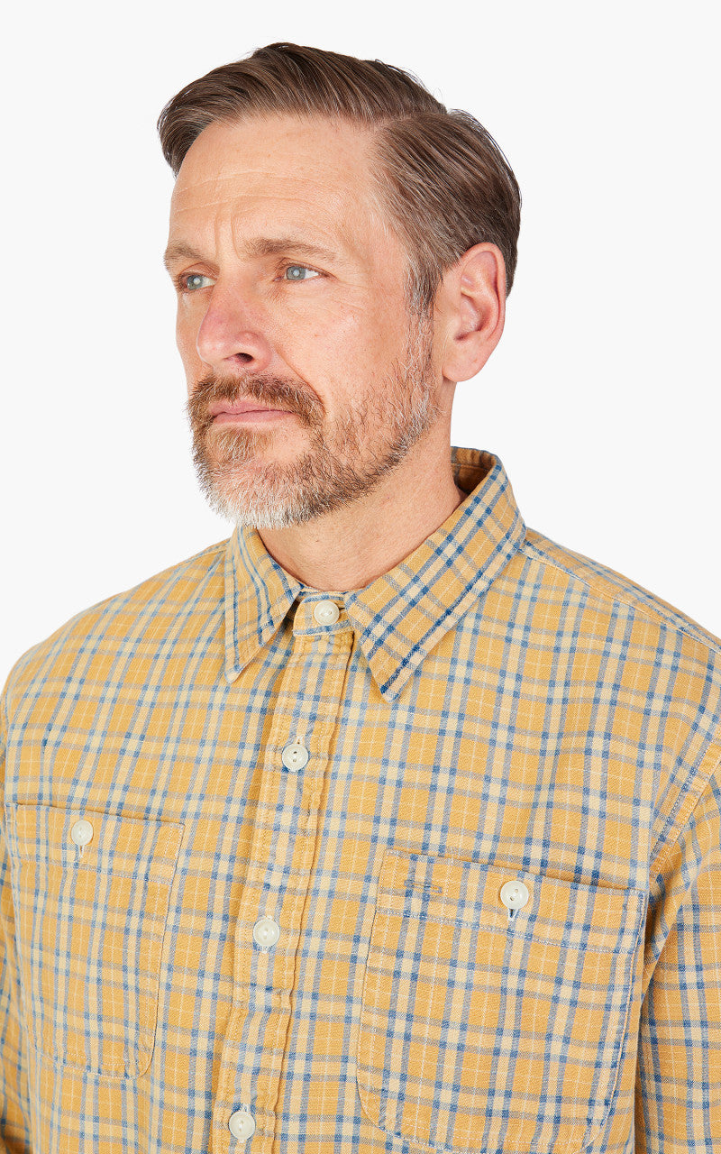 RRL Cody Plaid Woven Workshirt Tan/Indigo