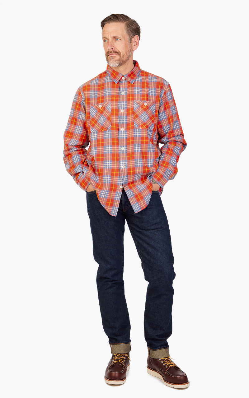 RRL Farrell Plaid Twill Workshirt Red/Blue