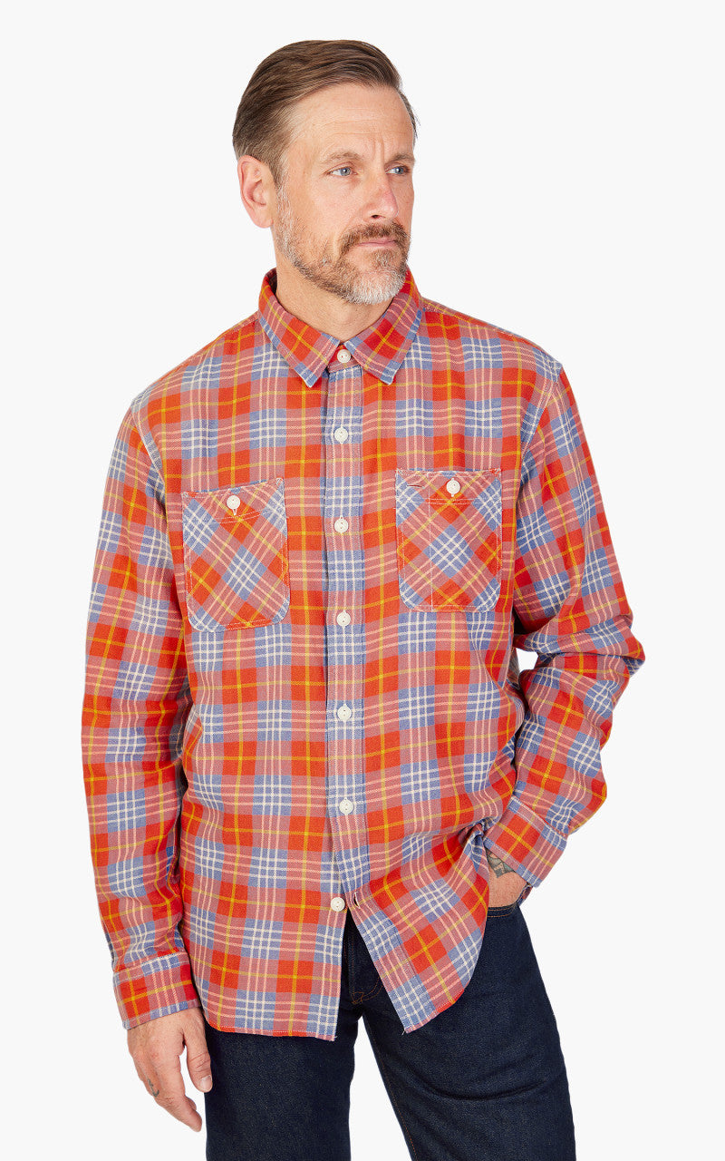 RRL Farrell Plaid Twill Workshirt Red/Blue
