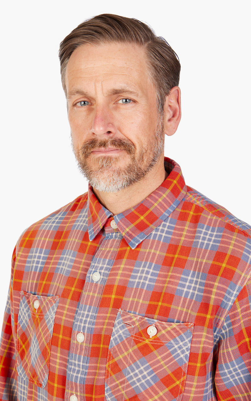 RRL Farrell Plaid Twill Workshirt Red/Blue