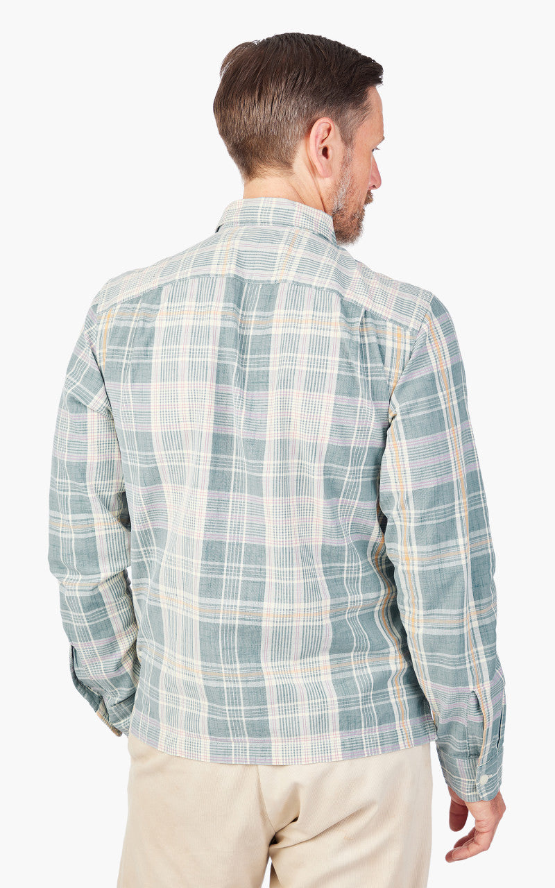 RRL Camp Shirt Towns Madras Light Blue